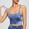 Yoga Outfit Tie Dying Gym Fitness Reggiseni Crop Top Donna Plain Soft Nylon Workout Sport con cuscinetti rimovibili