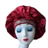 Bonnet de nuit en satin et strass de haute qualité, bonnet de luxe avec sangle à nouer, ch365266t4114168