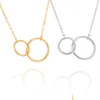Hänge halsband Infinity Double Circle Pendant Halsband Enkel design syster Juvel för kvinnor Girl Gold Clavicle Chain Halsband DHCF7