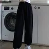 Calça feminina capris woman streetwear estilo coreano jogadores soltos mulheres calças de moletom cinza alta cintura conforto simples calças casuais básicas 221118