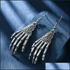 Bengelen kroonluchter vintage Halloween SKL hand oorbel voor vrouwen en kinderen botten bengelen oorbellen drop levering sieraden dh05z