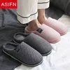 ASIFN Winter Home Slippers Women Cotton House Indoor House Slippers Homem Men NONSLIP BOLD SOFT SLAPOS QUENTE PAR