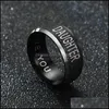 Band Rings Black Stainless Steel Love You Mom Son Daughter Ring Women Mens Band Rings Fashion Jewelry Gift Drop Delivery Dhcru