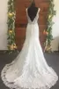 Wspaniałe sukienki ślubne syreny ślubne suknie ślubne koronkowe paski aplikacji Backless Sweet Train Niestandardowe plażę Plaży Plus Size Vestido de Novia 403