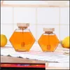 Storage Bottles Jars Storage Bottles Glass Honey Jar For 220Ml/380Ml Mini Small Bottle Container Pot With Wooden Stick Spoon1 968 Dhnsj