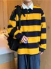 Felpe con cappuccio da uomo Primavera e autunno Casual maglione a righe stile Hong Kong allentato stile coreano tendenza maglione sottile moda maglione sottile da uomo 221119