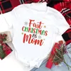 Damen-T-Shirts „Mein erstes Weihnachten als Vater/Mutter“, passende Familienkleidung, T-Shirt, Vater-Mutter-Baby-Look-Outfits, Oberteile, Baby-Overalls