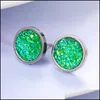 Stud Best Selling Druzy Resin Stud Earrings Simple And Exquisite Stainless Steel Earring Geometric Round Mineral Face Crystal Ear Fo Dh4Ys