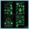 Andere feestelijke feestartikelen Glow in the Dark Christmas Tattoo Snowman Santa Rendier Snowflake Disposable Tattoos Party Decoratio DHWFU