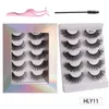 Thick Natural Curly False Eyelashes Extensions with Brush and Tweezer Handmade Reusable Multilayer 3D Fake Lashes Full Strip Eyelashes Messy Crisscross Lash