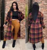 Women Sandro Wool Cardigans Coats Casual Plaid Print Długa koszula Odziera wierzcha darmowy statek