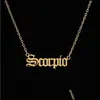 Pendant Necklaces Handmade Personalized Old English Zodiac Necklaces Custom Gold Initial Necklace For Women Girls Jewelry Birthday G Dh04X