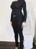 Pantalon deux pièces pour femmes Hugcitar imprimé à la main flexible haut court taille haute Leggings 2 pièces ensemble automne femmes Stretch Sexy Streetwear décontracté 221119