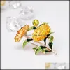 Pins Brooches Flower Daisy Brooch Pins Yellow Marguerite Boutonniere Wedding Lapel Pin Fashion Jewelry For Men Women Drop Delivery Dhxqr