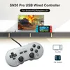 Contrôleurs de jeu 8bitdo SN30 Pro Contrôleur de manette de jeu filaire USB pour Switch PC Raspberry Pi Steam Console Vibration Burst Joystick