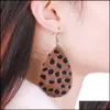 Charm Fashion Leather Waterdrop Dangle Earrings Europe Africa Boho Cute Female Leopard Water Drop Earring For Elegant Girls Women Je Dhrjz