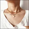 Chaînes en or de mode collier papillon Mtilayer anglais amant Babygirl ange pendentif colliers pour femmes bijoux D Dh2Hb