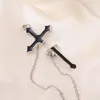 2023 Hanging Cross Earring Dangle & Chandelier for Women Men Black Punk Sword Chain Dangle Drop Earrings Cool Puncture Ear Stud Earrings Jewelry no box