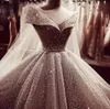 Luxury Sequined Glitter Ball Gown Wedding Dresses For Bride Sexy Off the Shoulder Dubai Arabic Princess Bridal Clowns Vintage Plus Size Ballgown Vestidos Al7973