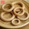 Baby Teethers Toys 70555040mm Wood Ring Smooth Surface Natural Wooden Rodent Teething DIY Making BPA Free 221119