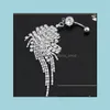 Navel Bell Button Rings Stainless Steel Diamond Tassel Belly Ring Fashion Sexy Crystal Pierced Navel Bell Button Rings Women Jewel Dht2P