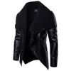 Cuero de los hombres Faux Leather Ropa de invierno tendencia abrigo de piel masculino estilo delgado coreano ropa de motocicleta cuello de piel chaqueta personalidad chaqueta de cuero irregular 221119