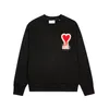 까마귀 남자와 여성 디자이너 Amis Paris 후드 우드 스웨터 자수 빨간 사랑 겨울 라운드 목 점퍼 커플 스웨트 셔츠 pat2