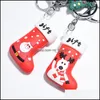 Nyckelringar god jul nyckelring PVC Cartoon Tree Sock Key Ring Bag Hangs Gift Drop Delivery Jewely Dhtlf