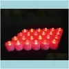 Décoration de fête Décoration de fête 3545 cm LED Bougies chauffe-plat décoratives Lumière sans flamme Batterie Anniversaire de mariage Chri Dh1Rq