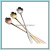 Spoons Stainless Steel Flower Heart Spoons Long Handle Cocktail Stirring Spoon Ice Cream Coffee Home Bar Flatware Tools Drop Deliver Dhmqu