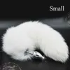 ss22 Sex toy masajeador Pure White Fox Tail Butt Metal Plug 35 cm de largo Anal Sex Toy Animal RolePlay Cosplay con Real Racoon Dog Hiar Sex Products JBXO