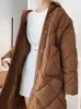 Trench feminina Casacos 2022 Algodão da xadrez de inverno acolchoado Mulher e comprimento de joelho comprido Longe Corean Clothes Warm Fashion Roupos H342