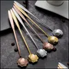 Spoons Stainless Steel Flower Heart Spoons Long Handle Cocktail Stirring Spoon Ice Cream Coffee Home Bar Flatware Tools Drop Deliver Dhmqu