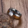 Wedding Rings Unique 8mm Mens Tungsten Carbide Mahogany Wood Grain and CZ Inlay Comfort Fit Band Men Fashion Jewelry anel bague 221119