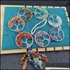 Pendants 7 Chakra Stones Healing Crystals Tree Of Life Wall Hanging Pendant Ornament Decoration For Good Luck Reiki Yoga Meditation Dhms2