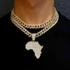 Mode Kristal Afrika Kaart Hanger Ketting Voor Vrouwen Men039s Hip Hop Accessoires Sieraden Choker Cubaanse Link Chain Gift 210721274191564