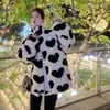 Women's Fur Woman Elegant Faux Coat Winter Female Lamp Woolen Print Knit Overcoat Ladies High Quality Fashion Jackets Outerwear G57