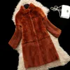 Женская зимняя куртка-стойка из искусственного меха с воротником-стойкой из цельной кожи, женская шуба из натурального меха рекса, длинная верхняя одежда с длинными рукавами и девятью точками, пальто, женская одежда 221119