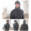 3pcs/conjunto masculino luvas de chapéu de lenço conjunto de lenço de chapéu de inverno de inverno