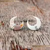 Stud Unique Design Crescent Moon Stud Earrings Mother Of Pearl Gemstone Post In Gold Sterling Sier Handmade Wire Wrapped Ear Wedding Dhd6L