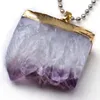 Pendentif Colliers KFT Naturel Irrégulier Carré Minéral Guérison Cristal Quartz Améthystes Druzy Pierre Chakra Reiki Pionted Bijoux