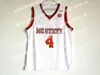 Basketball Mens NCAA Vintage NC State Wolfpack Dennis Smith Jr. Maillots de basket-ball # 4 Accueil Chemises cousues rouges Maillot blanc