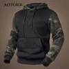 Men's Hoodies Sweatshirts Fleece Autumn Winter Casual Men Outwear Camouflage Pullover Male Hooded Collar Loose 4XL 221119