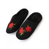 Women Slippers Floor Shoes Home Shoes Men Slippers For Home Embroidery Rose Flower Indoor Soft Bottom Half Suit Cozy Couple