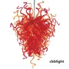 Concise Pendant Lamps Red Color Mouth Blown Glass Chandelier Light 40x72 Inches LED Lighting Dale Chihuly Style Glass Chandeliers Customization accepted LR1156