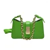 Sacs de soirée Chaîne Épaule Sling pour femmes 2022 Mode d'été Design de luxe Sacs à main Solide Couleur Vert PU Cuir Petit sac à bandoulière