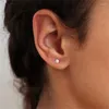 Boucles d'oreilles à tige 1 paire-3mm CZ Cartilage noir 925 argent Sterling minimaliste petits goujons quotidien Lobe oreille os bijoux d'oreille