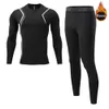 Mäns Sleepwear New Winter 3 -delad termiska underkläderpojkar och män Warm First Layer Men's Sports Rashgard Fleece Compression Second Skin Trousers T221017