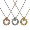 DamenRing-Halskette mit Vollbohr-Anhänger, Designer-Schmuck, Gold/Silber/Rose mit Bohr-Halskette, komplette Marke als Hochzeits-Weihnachtsgeschenk