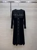 Sıradan Elbise Lüks Tasarımcı Tasarlanmış Korean Kadife Özel Kadife Kumaş Ekleyen Yün Bez Boncuk Elbise